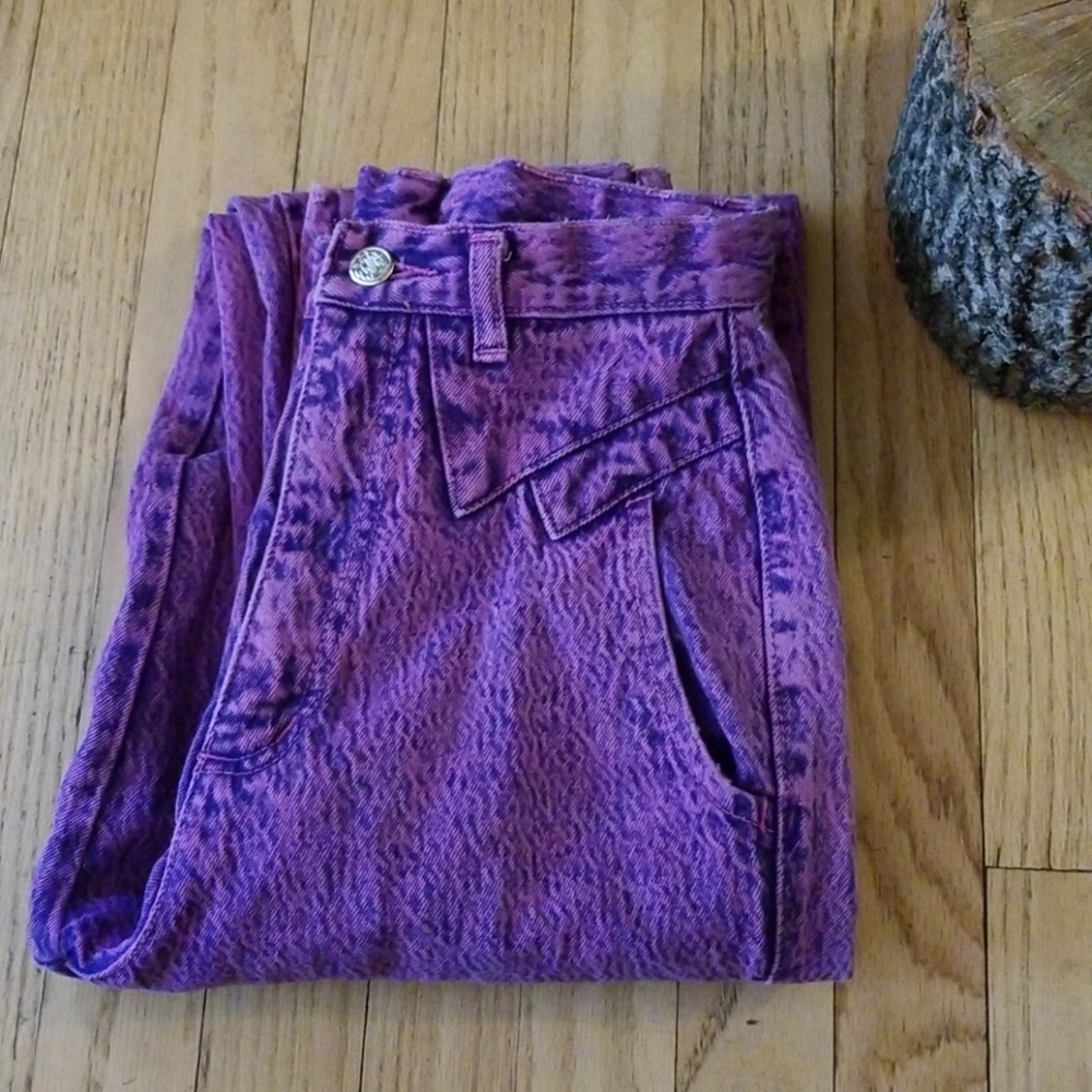 80s VINTAGE PINK/PURPLE STONEWASHED HIGH WAIST